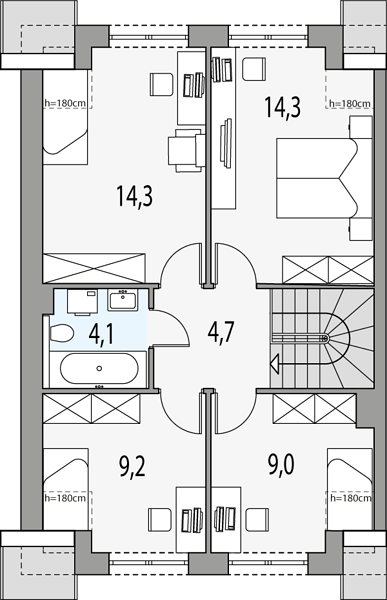 План 2 этажа дома BHD-4799-58 План 2 этажа дома BHD-4799-58